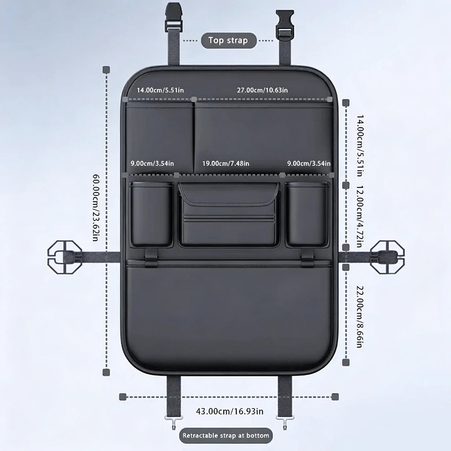 Car Seat Back Organizer – 6-Pocket Storage Bag with Anti-Kick Pad, Waterproof & Wear-Resistant