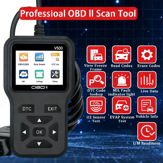 OBD2 Scanner – Check Engine Code Reader with Reset Function | Enhanced OBDII/EOBD Car Diagnostic Tool