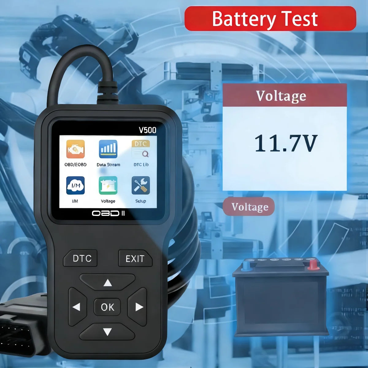 OBD2 Scanner – Check Engine Code Reader with Reset Function | Enhanced OBDII/EOBD Car Diagnostic Tool