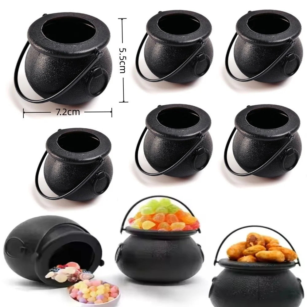 Mini Black Witch Cauldron Set – Halloween Candy Bowl & Party Favor Holder for Trick-or-Treat, St. Patrick's Day & Tiered Trays