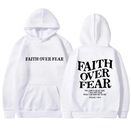 Faith Over Fear Graphic Hoodie – Fleece Pullover Sweatshirt