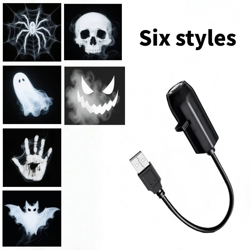 USB LED Projector Night Light – Switchable Halloween & Christmas Pattern Lamp for Ceiling, Wall & Window Decor