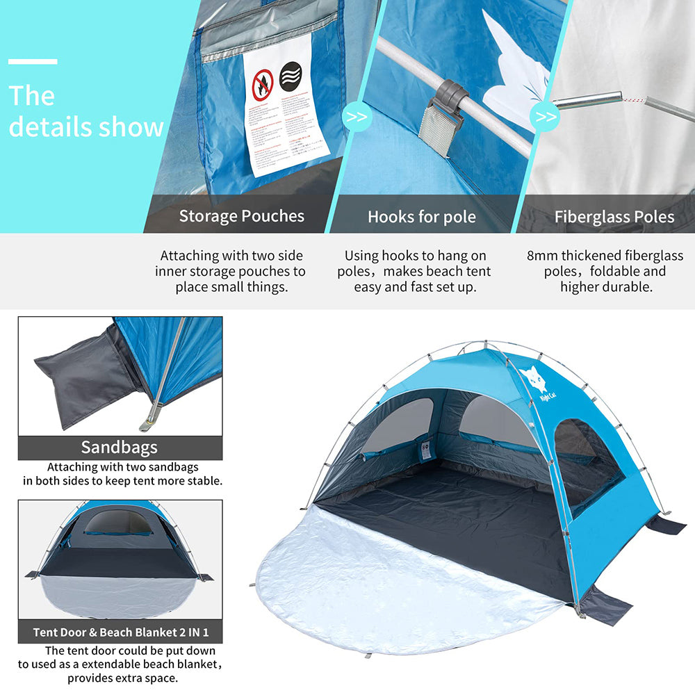 Night Cat Beach Tent – Shade Shelter for 2–4 People