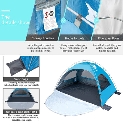 Night Cat Beach Tent – Shade Shelter for 2–4 People