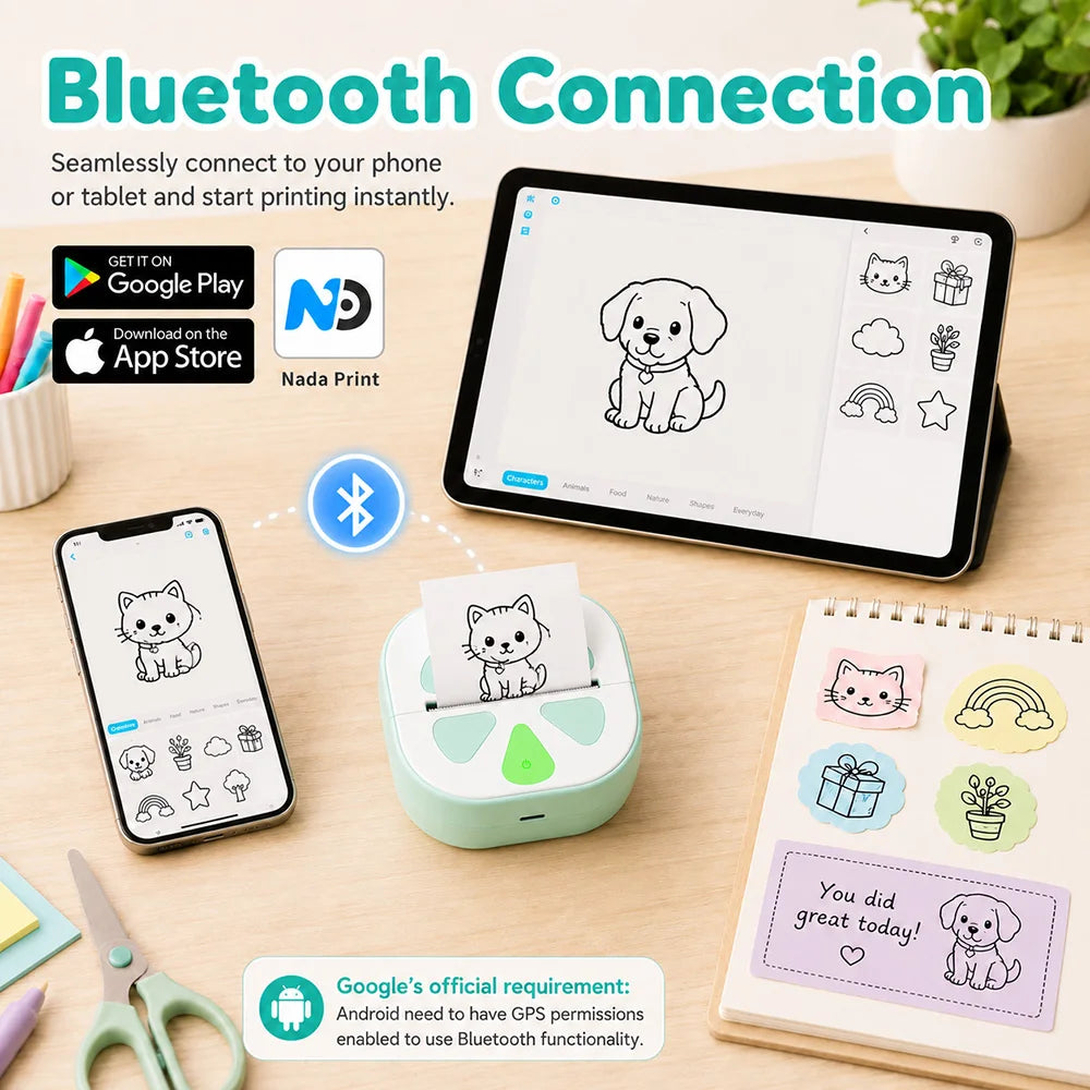 Jiuyin D20 Mini Label Maker – Inkless Bluetooth Label Printer for Classroom, Daycare & School Supplies