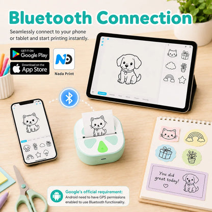 Jiuyin D20 Mini Label Maker – Inkless Bluetooth Label Printer for Classroom, Daycare & School Supplies