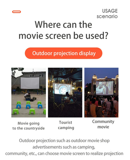 Foldable Portable Projector Screen — 60–200 Inch