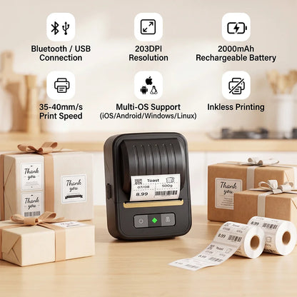JINYIN N20 Portable Thermal Label Printer – Inkless Bluetooth Barcode & Shipping Label Maker