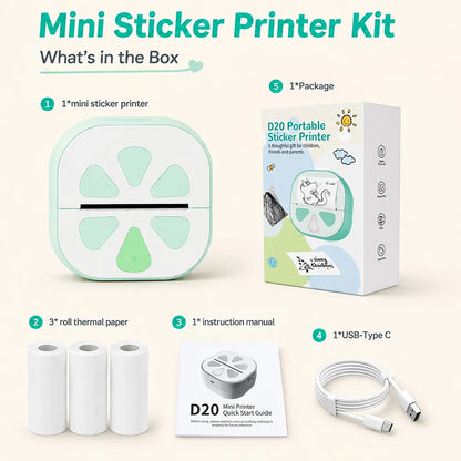 Jiuyin D20 Mini Label Maker – Inkless Bluetooth Label Printer for Classroom, Daycare & School Supplies