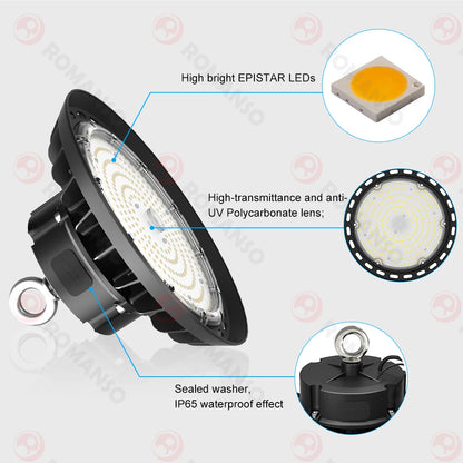 240W UFO LED High Bay Light – IP65 Waterproof, 5000K Daylight, UL/ETL Listed