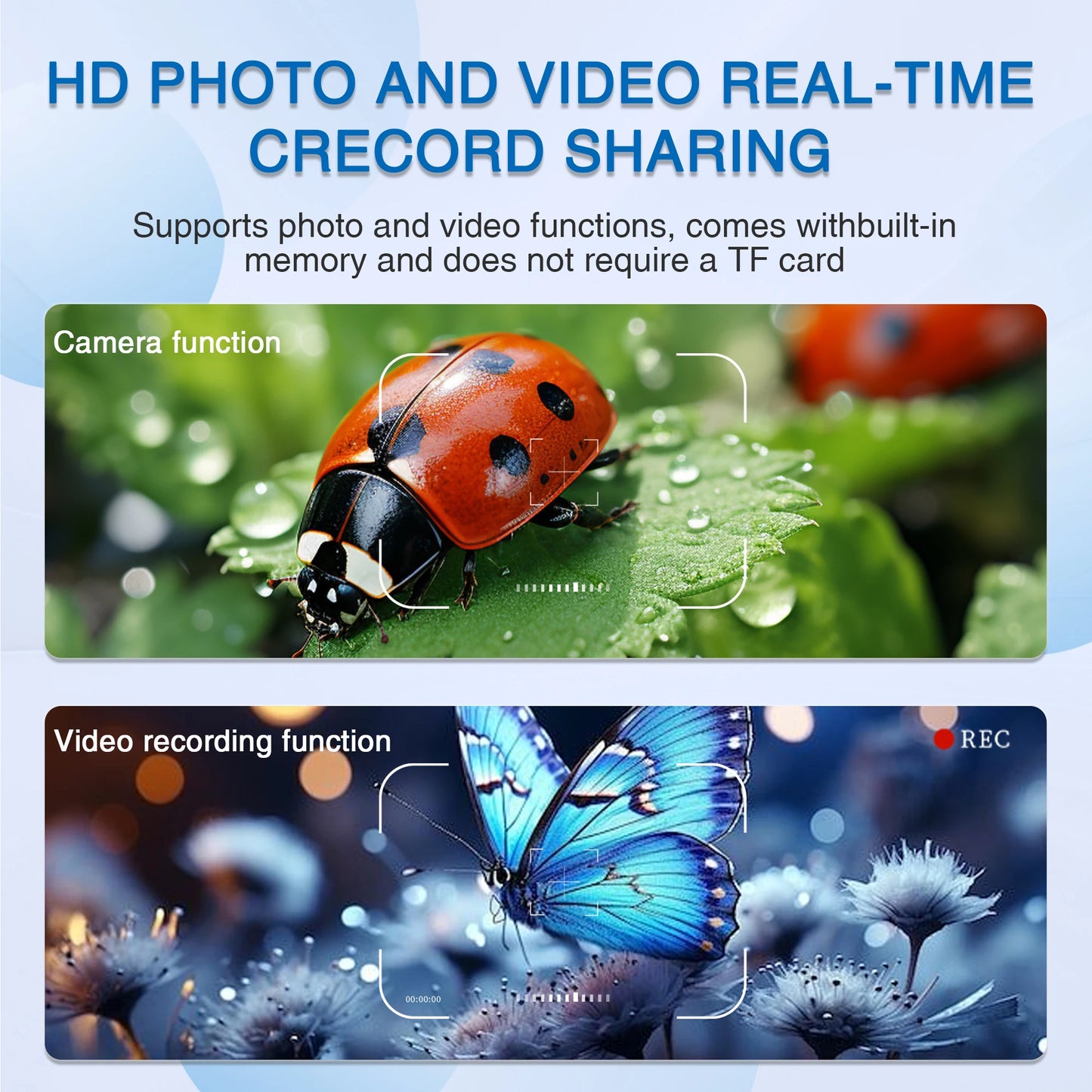 Kids Mini Pocket Microscope – 2" HD Screen, 8 LED Lights, Digital Camera & Video Recorder