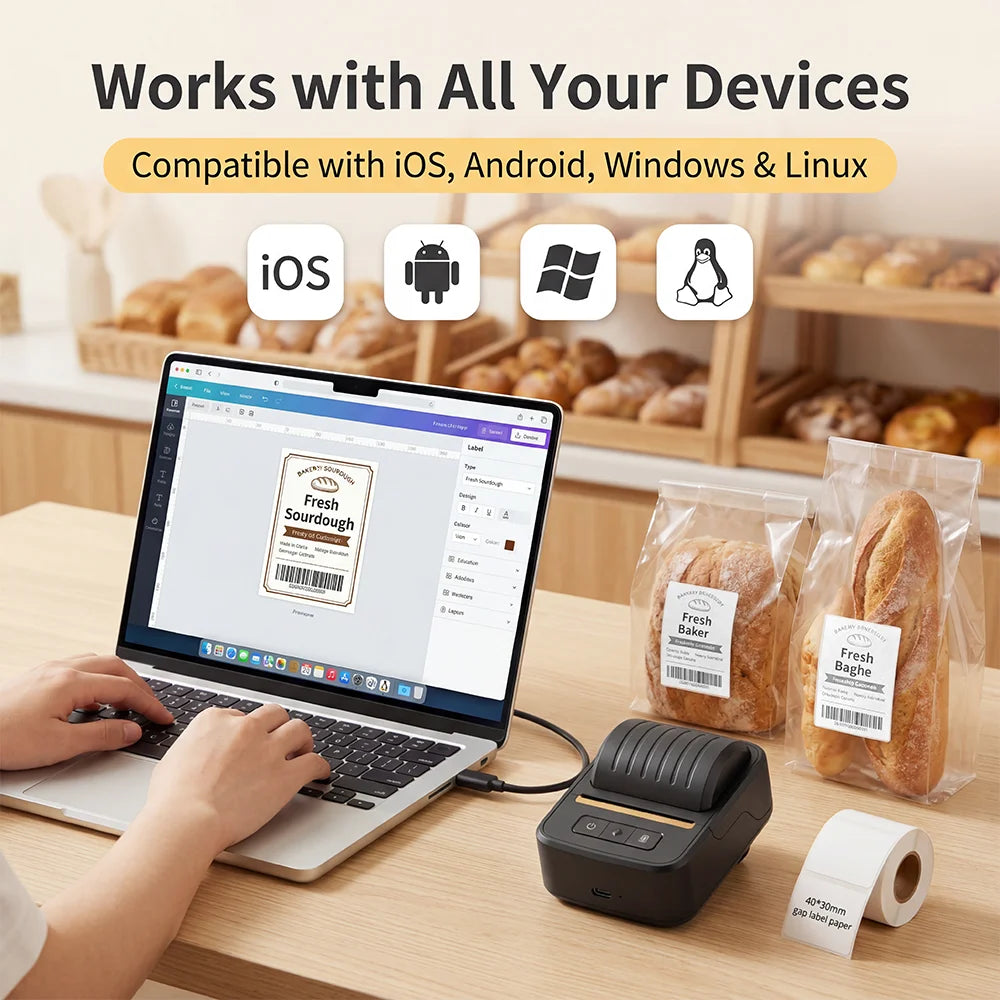 JINYIN N20 Portable Thermal Label Printer – Inkless Bluetooth Barcode & Shipping Label Maker