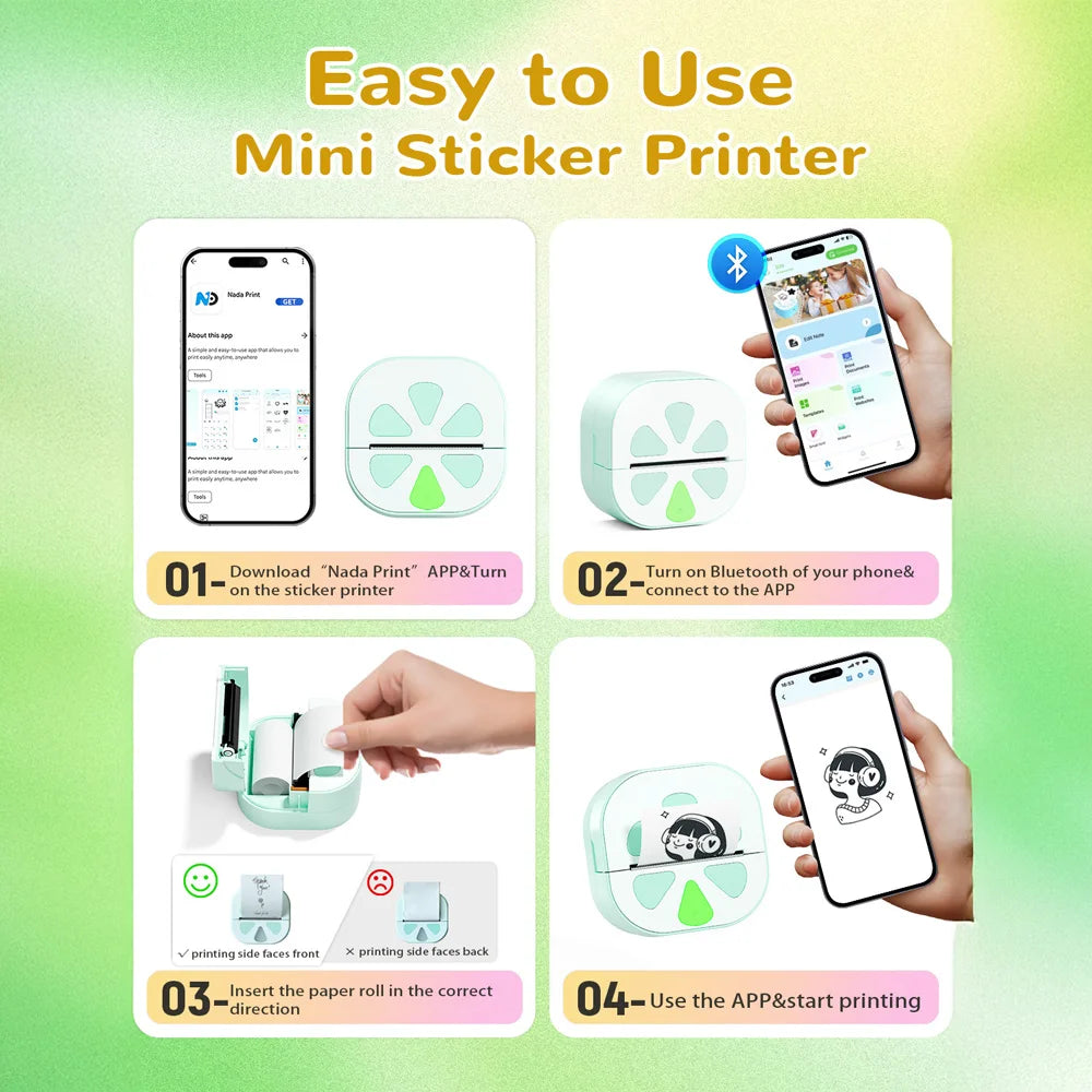 Jiuyin D20 Mini Label Maker – Inkless Bluetooth Label Printer for Classroom, Daycare & School Supplies