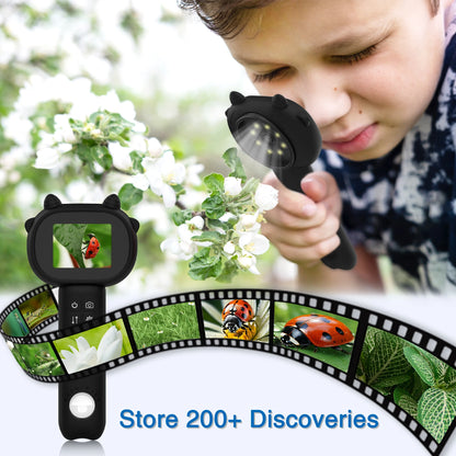 Kids Mini Pocket Microscope – 2" HD Screen, 8 LED Lights, Digital Camera & Video Recorder