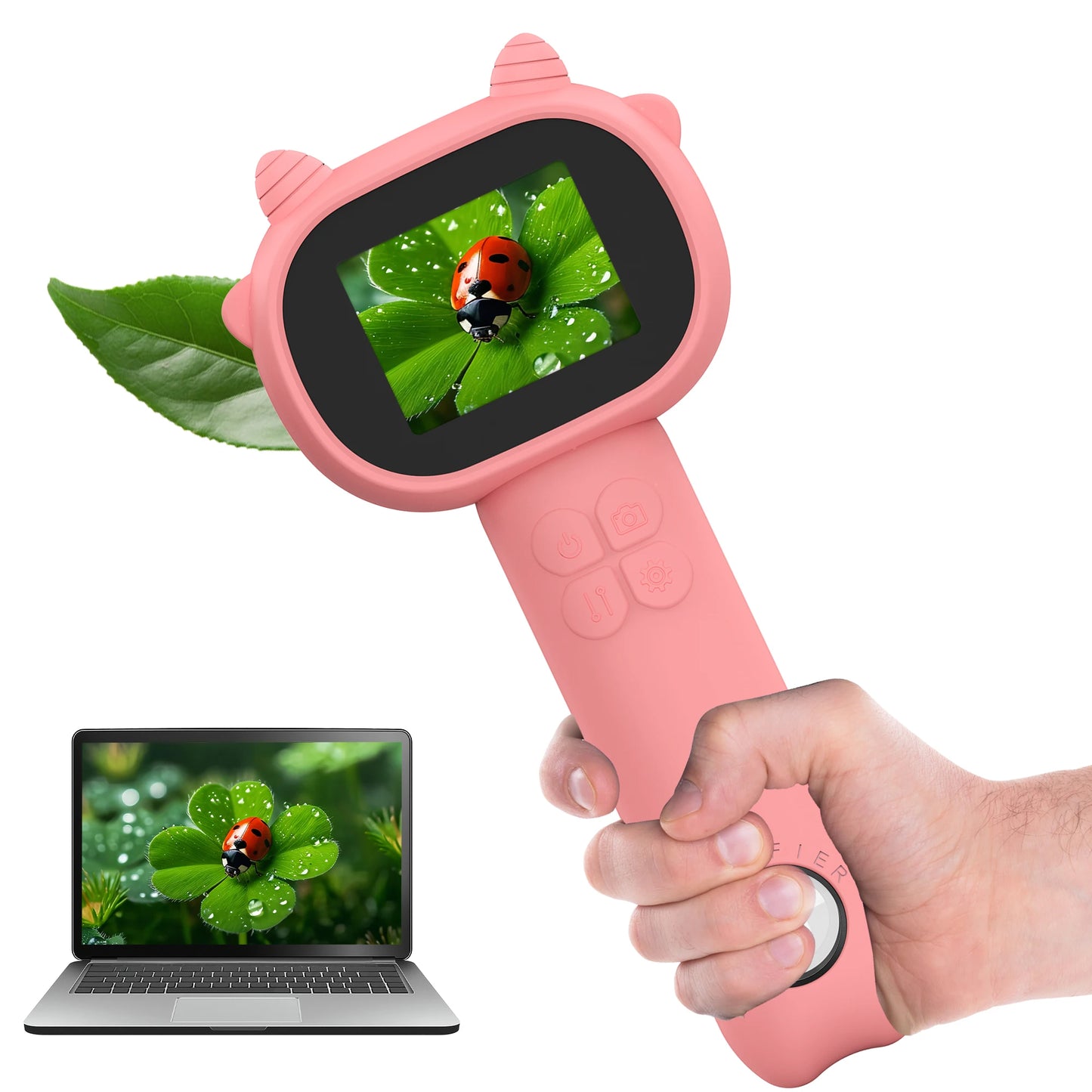 Kids Mini Pocket Microscope – 2" HD Screen, 8 LED Lights, Digital Camera & Video Recorder