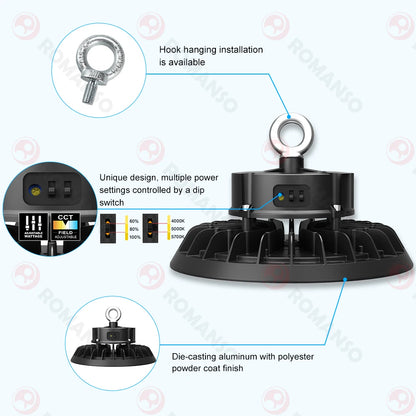 240W UFO LED High Bay Light – IP65 Waterproof, 5000K Daylight, UL/ETL Listed