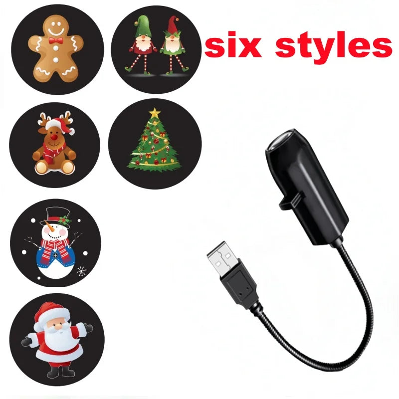 USB LED Projector Night Light – Switchable Halloween & Christmas Pattern Lamp for Ceiling, Wall & Window Decor