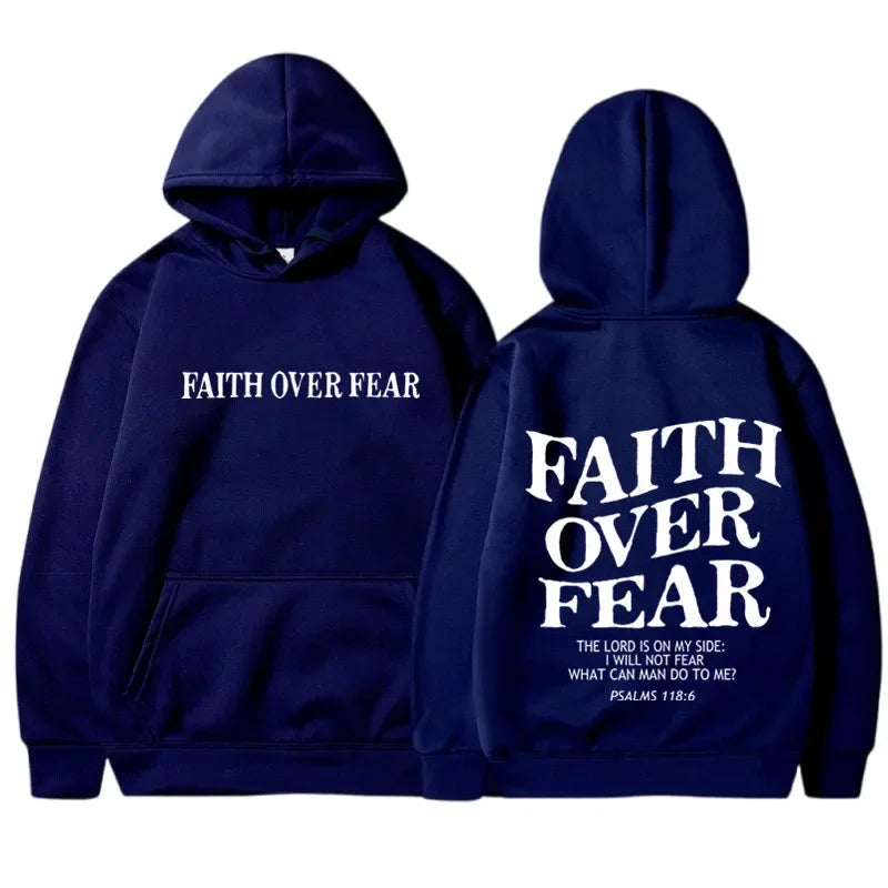 Faith Over Fear Graphic Hoodie – Fleece Pullover Sweatshirt