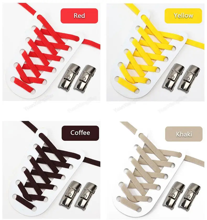No Tie Shoe laces Press Lock Shoelaces without ties Elastic Laces Sneaker Kids Adult Flat Shoelace for Shoes