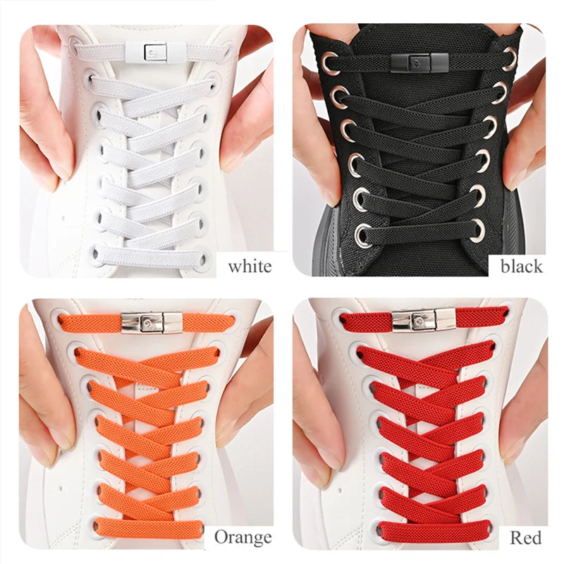 No-Tie Elastic Shoe Laces with Press Lock – Quick Fit Stretch Laces for Adults & Kids | Sports, Travel & Everyday Use
