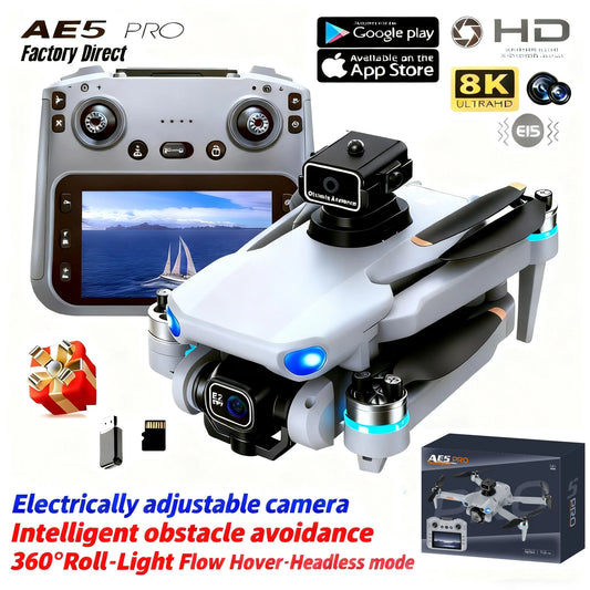 Drone – 8K HD Camera, 4.3" Screen, Brushless Motor, 20-Min Flight, Obstacle Avoidance