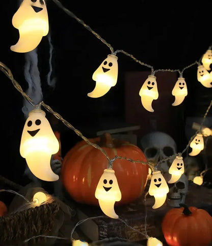 Halloween LED String Lights – 1.5m 10-Light Battery Powered | Pumpkin, Ghost, Skull & More
