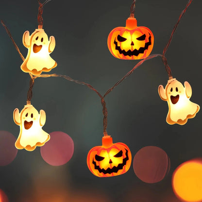 Halloween Pumpkin & Ghost String Lights – Battery Powered LED Fairy Lights for Indoor & Outdoor Decor