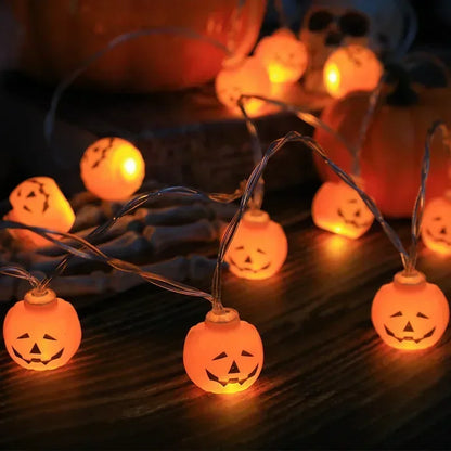 Halloween LED String Lights – 1.5m 10-Light Battery Powered | Pumpkin, Ghost, Skull & More