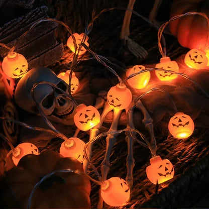 Halloween LED String Lights – 1.5m 10-Light Battery Powered | Pumpkin, Ghost, Skull & More