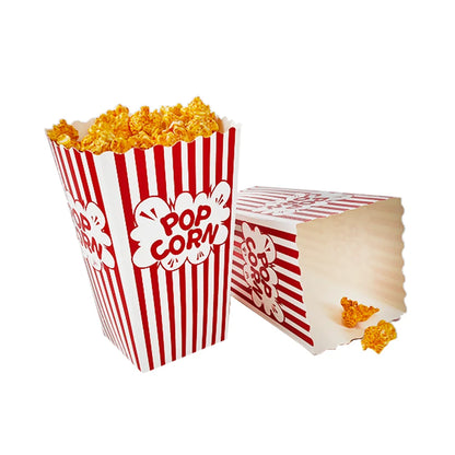 Striped Popcorn Boxes for Movie Night — 10–50 Pack