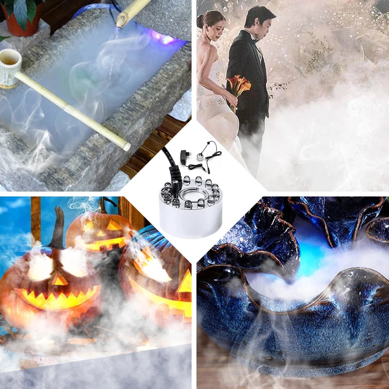 Mini LED Fog Machine with Color-Changing Lights – Ultrasonic Mist Maker for Halloween, Christmas & Party Decor