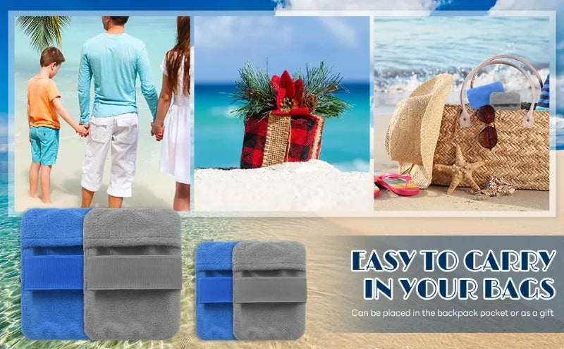 Beach Sand Remover Mitt – Soft Microfiber Sand-Off Pad for Adults & Kids
