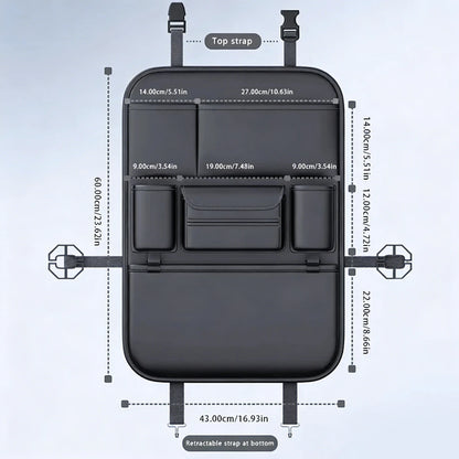 Car Seat Back Organizer – 6-Pocket Storage Bag with Anti-Kick Pad, Waterproof & Wear-Resistant