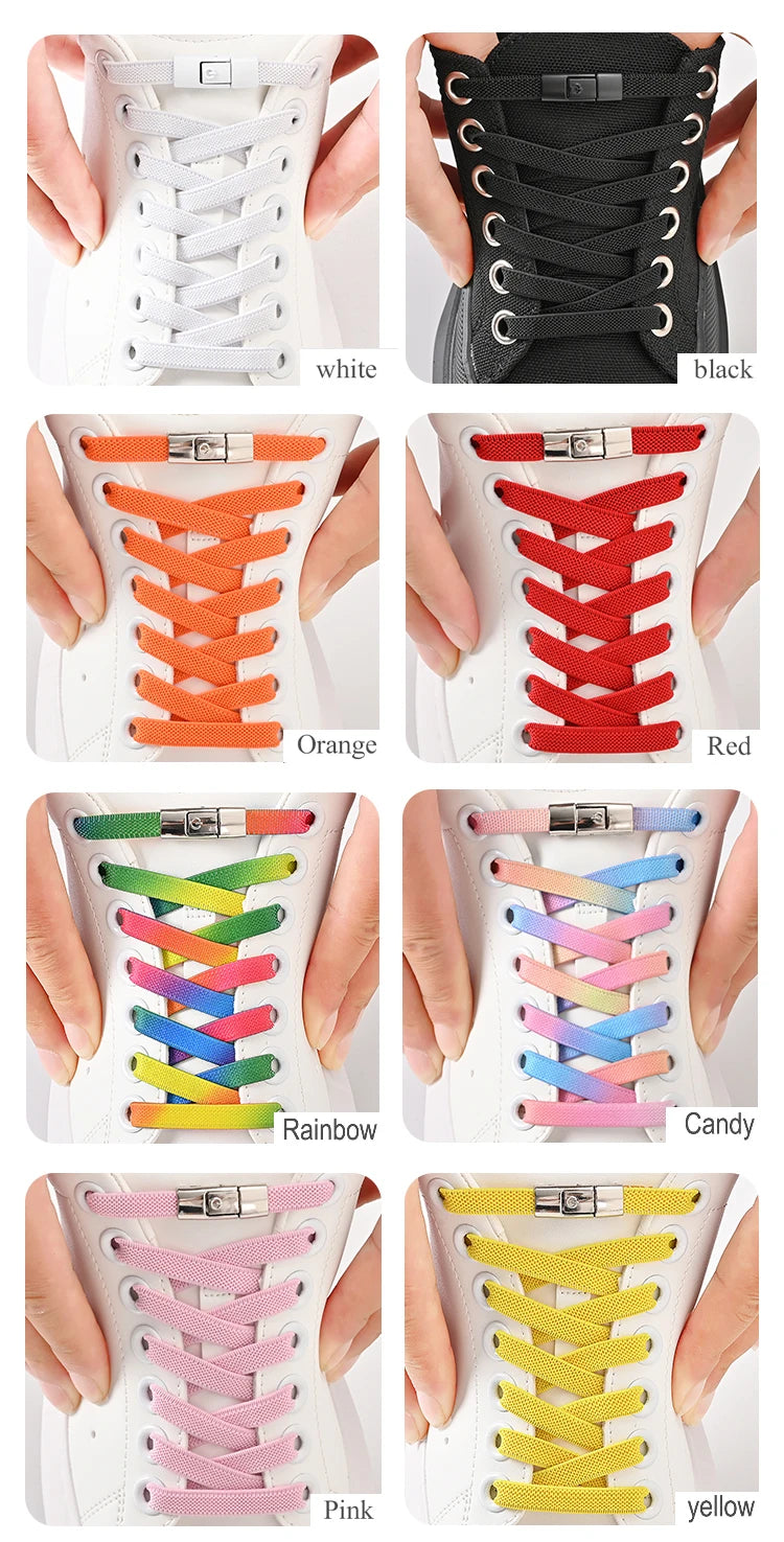 No-Tie Elastic Shoe Laces with Press Lock – Quick Fit Stretch Laces for Adults & Kids | Sports, Travel & Everyday Use