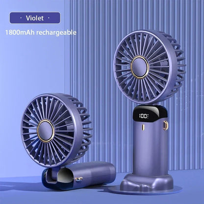 Portable Neck Fan with LED Display & Phone Stand – 5-Speed USB Rechargeable Mini Fan