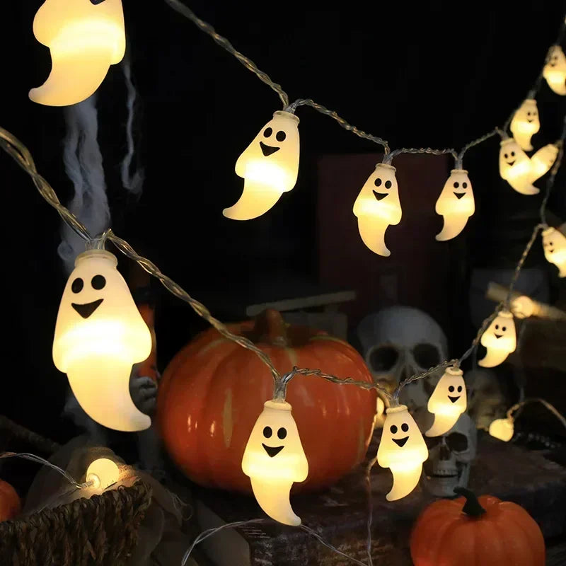 Halloween LED String Lights – 1.5m 10-Light Battery Powered | Pumpkin, Ghost, Skull & More