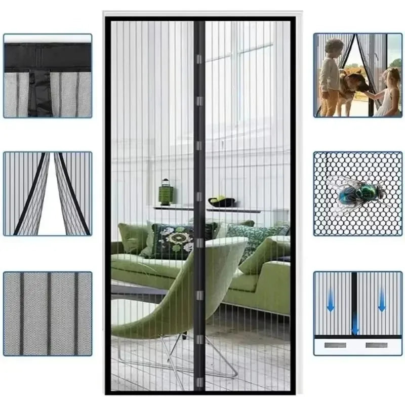 Magnetic Self-Closing Mosquito Mesh Door Curtain – Invisible Insect Screen for Doors & Windows | Bug & Fly Barrier