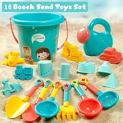 18-Piece Beach Sand Toy Set – Durable Outdoor Sand Play Tools for Kids