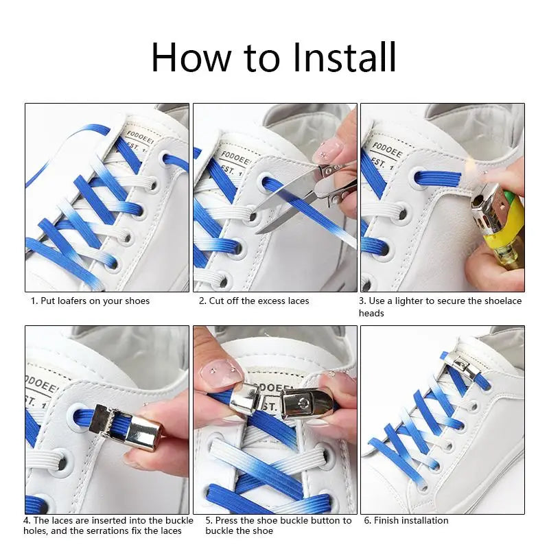 No Tie Shoe laces Press Lock Shoelaces without ties Elastic Laces Sneaker Kids Adult Flat Shoelace for Shoes