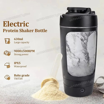 Electric Shaker Bottle – USB Rechargeable Protein Mixer Cup (450ml–630ml)