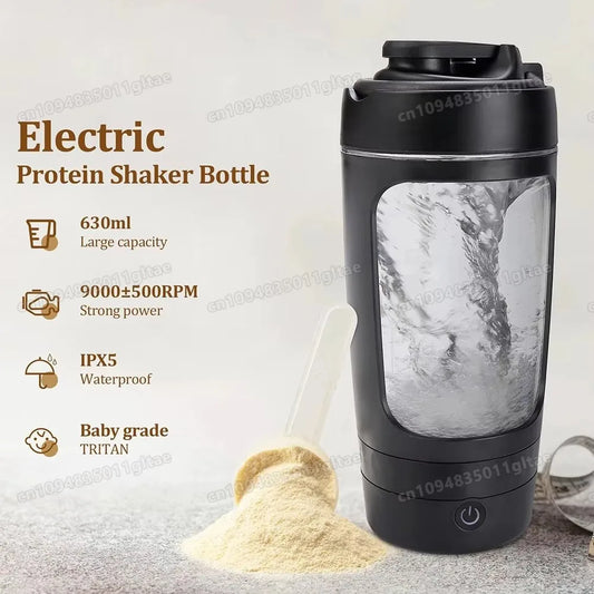 Electric Shaker Bottle – USB Rechargeable Protein Mixer Cup (450ml–630ml)