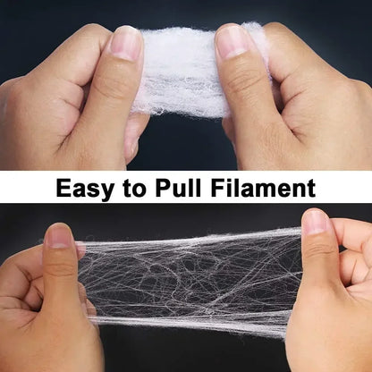 Halloween Artificial Spider Web with Spiders – Stretchy Cotton Cobweb for Indoor & Outdoor Scary Decor
