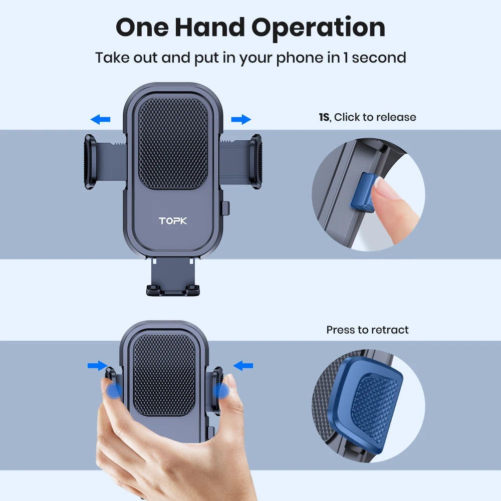 Car Phone Mount/Holder – Air Vent Mount, 360° Rotation, One-Hand Operation