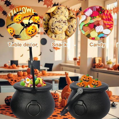Mini Black Witch Cauldron Set – Halloween Candy Bowl & Party Favor Holder for Trick-or-Treat, St. Patrick's Day & Tiered Trays
