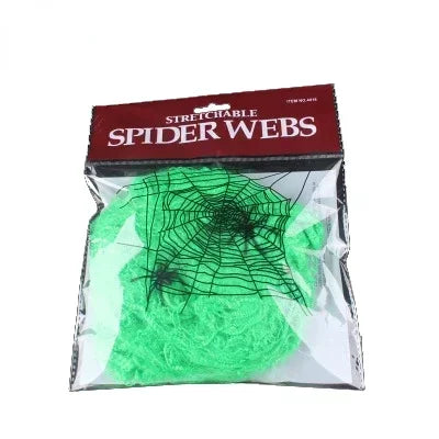 Halloween Artificial Spider Web with Spiders – Stretchy Cotton Cobweb for Indoor & Outdoor Scary Decor