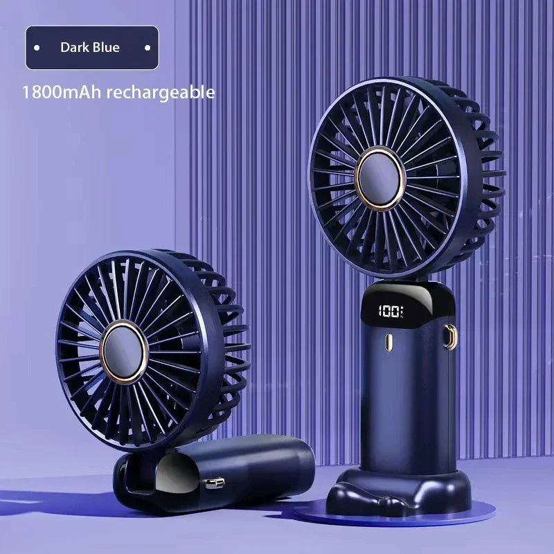 Portable Neck Fan with LED Display & Phone Stand – 5-Speed USB Rechargeable Mini Fan