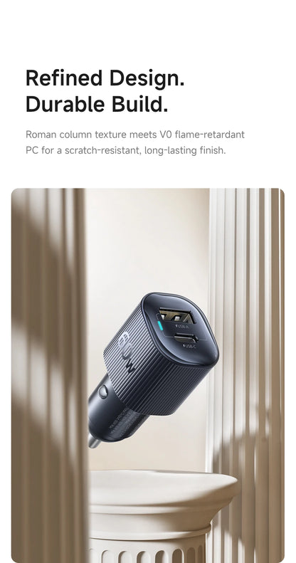Baseus Car Charger 30W/60W – USB-C PD3.0 Fast Charging, Dual Port for iPhone & Android