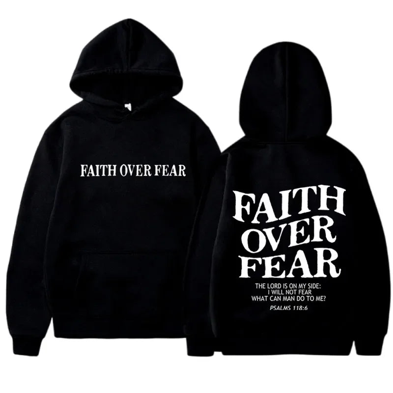 Faith Over Fear Graphic Hoodie – Fleece Pullover Sweatshirt