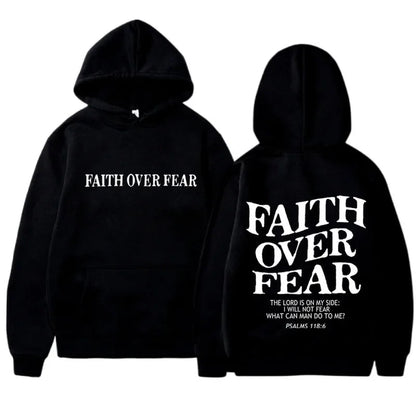 Faith Over Fear Graphic Hoodie – Fleece Pullover Sweatshirt