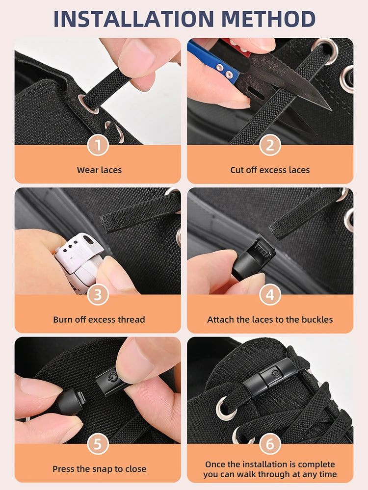 No-Tie Elastic Shoe Laces with Press Lock – Quick Fit Stretch Laces for Adults & Kids | Sports, Travel & Everyday Use